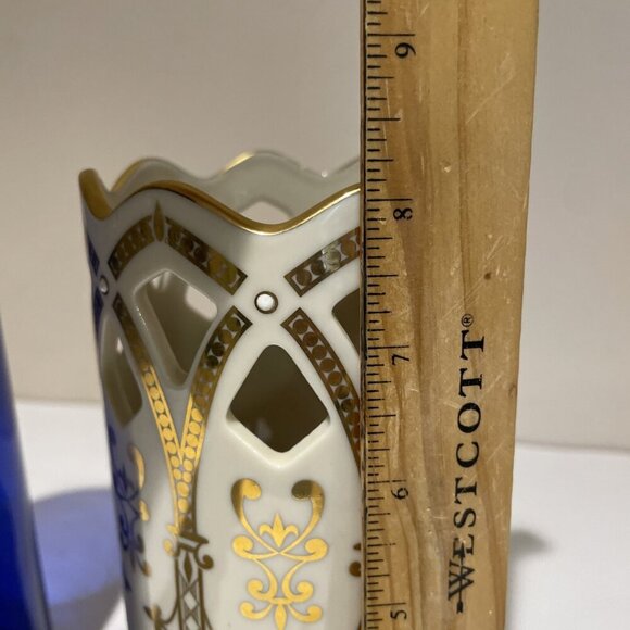 Lenox Millennium Collection Votive Candleholder Cobalt Blue Glass Globe 8" USA - Picture 12 of 13